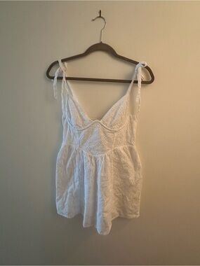 White Eyelet Tie-Strap Summer dress